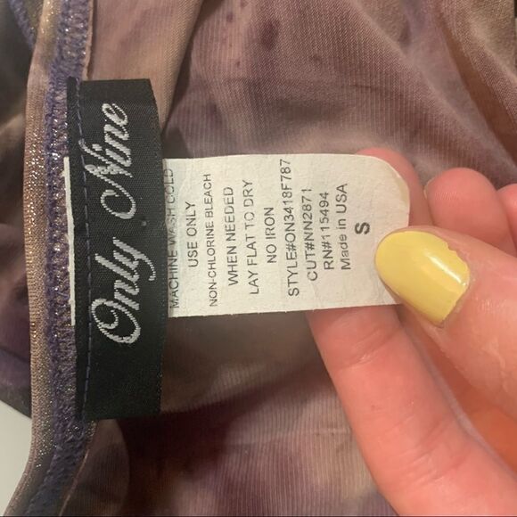 Only Nine Shiny Wrap Tie-Dye Purple Long Sleeve Top - Picture 6 of 7